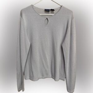 Laura Scott Light Gray Knit Top with Keyhole